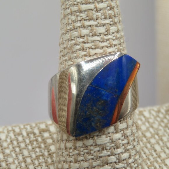 Jay King Desert Rose Trading Lapis Sterling Silver Copper Ring Size 10 - Picture 3 of 8